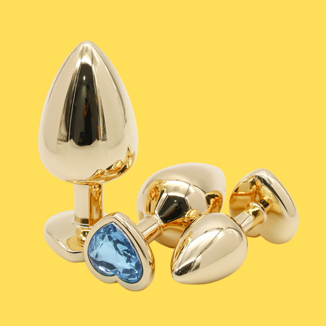 UM-PL002G Gold Metal Anal Plug - Heart Shape