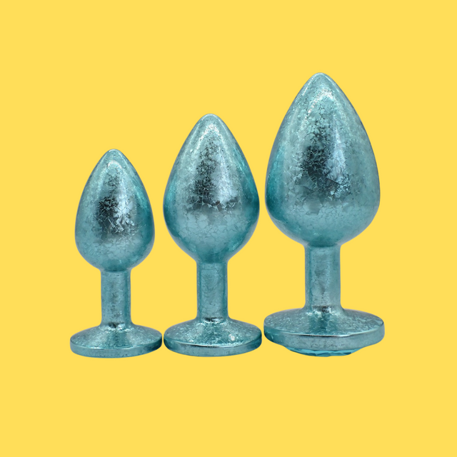 UM-PL027 Snowflake Blue Metal Anal Butt Plug