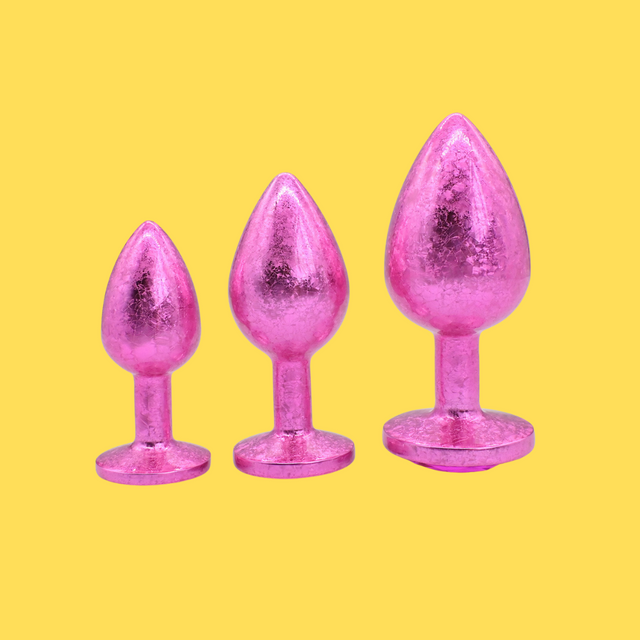 UM-PL027PNK Snowflake Pink Metal Anal Butt Plug