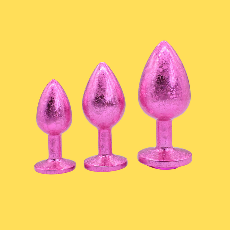 UM-PL027PNK Snowflake Pink Metal Anal Butt Plug
